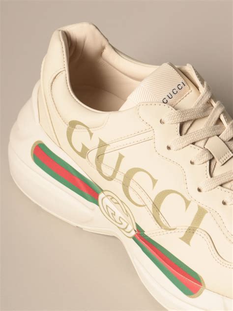 gucci sneakers rhyton white|Gucci women's rhyton leather sneakers.